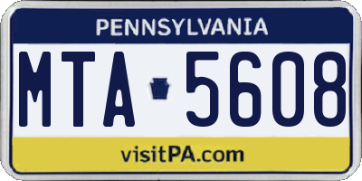 PA license plate MTA5608