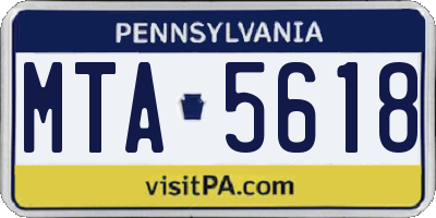 PA license plate MTA5618