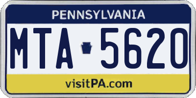 PA license plate MTA5620