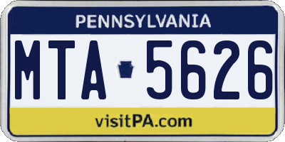 PA license plate MTA5626