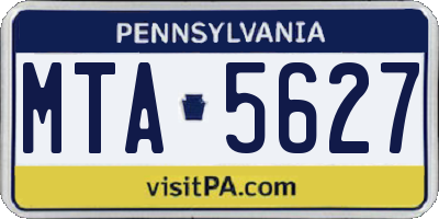 PA license plate MTA5627