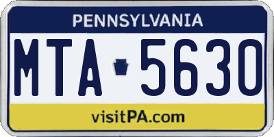 PA license plate MTA5630