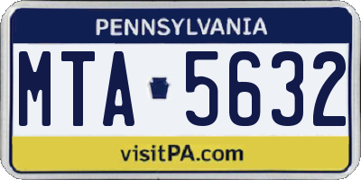 PA license plate MTA5632