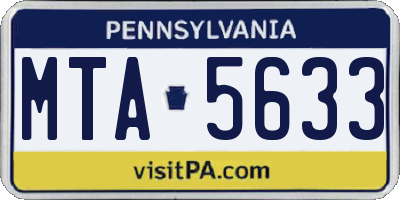 PA license plate MTA5633