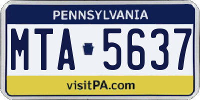 PA license plate MTA5637