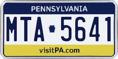 PA license plate MTA5641