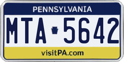 PA license plate MTA5642