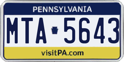 PA license plate MTA5643