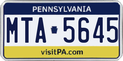 PA license plate MTA5645