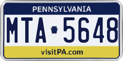 PA license plate MTA5648