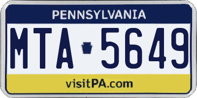 PA license plate MTA5649
