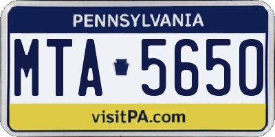 PA license plate MTA5650