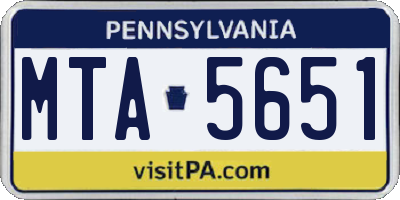 PA license plate MTA5651