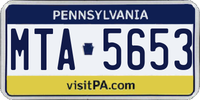 PA license plate MTA5653