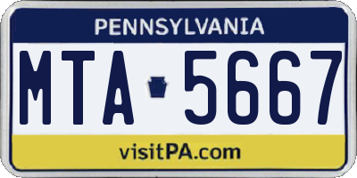 PA license plate MTA5667