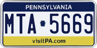 PA license plate MTA5669