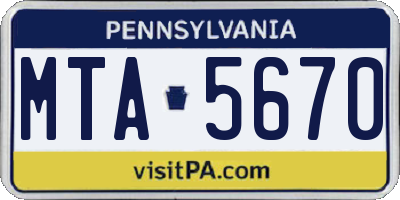 PA license plate MTA5670