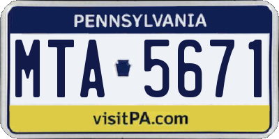 PA license plate MTA5671