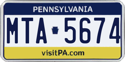 PA license plate MTA5674
