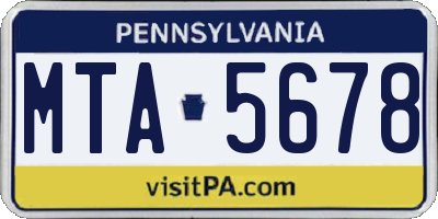 PA license plate MTA5678