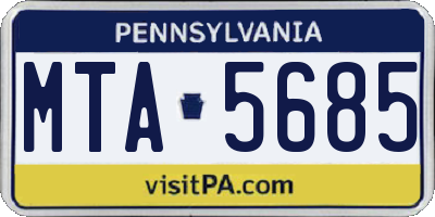 PA license plate MTA5685