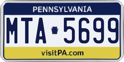 PA license plate MTA5699