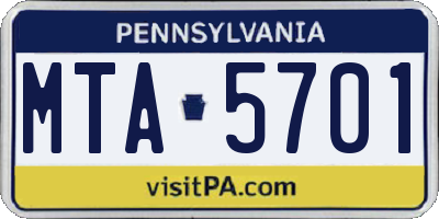 PA license plate MTA5701