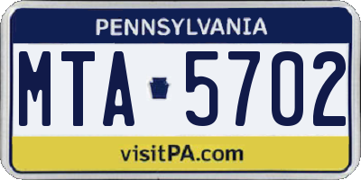 PA license plate MTA5702