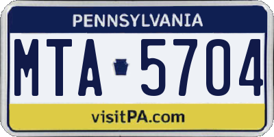 PA license plate MTA5704
