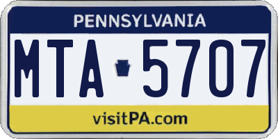 PA license plate MTA5707