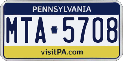 PA license plate MTA5708
