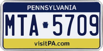PA license plate MTA5709