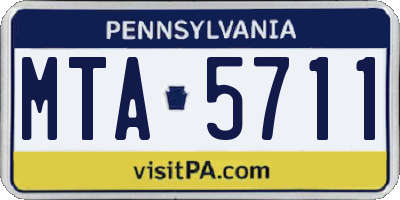 PA license plate MTA5711