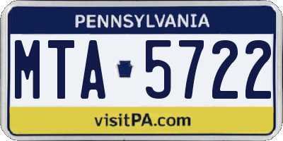 PA license plate MTA5722