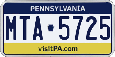 PA license plate MTA5725