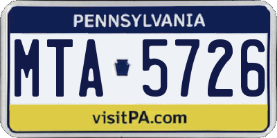 PA license plate MTA5726
