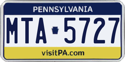 PA license plate MTA5727