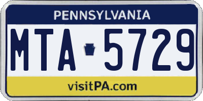 PA license plate MTA5729