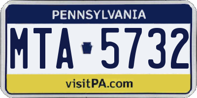PA license plate MTA5732