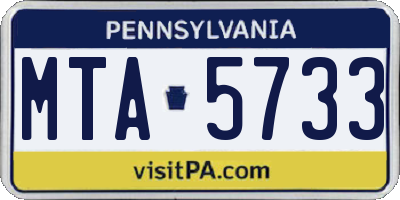 PA license plate MTA5733