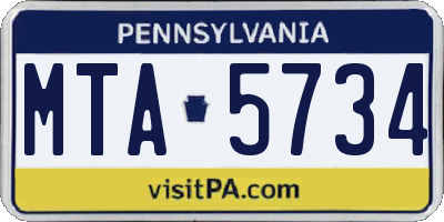 PA license plate MTA5734