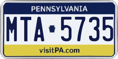 PA license plate MTA5735