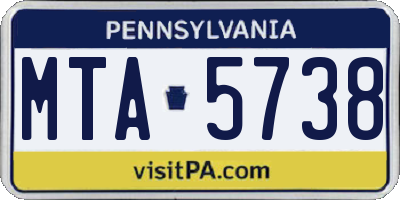 PA license plate MTA5738
