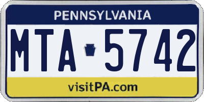 PA license plate MTA5742