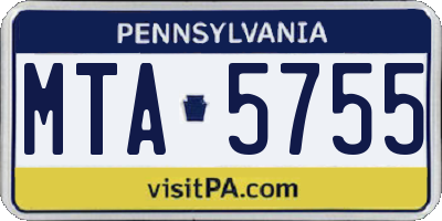 PA license plate MTA5755