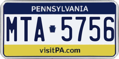 PA license plate MTA5756