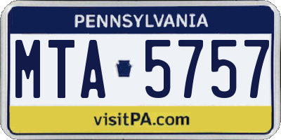 PA license plate MTA5757