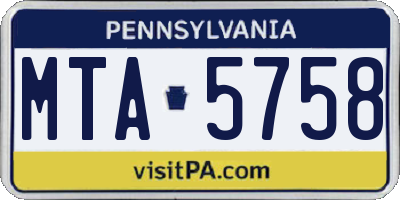 PA license plate MTA5758