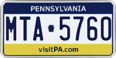 PA license plate MTA5760