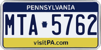 PA license plate MTA5762